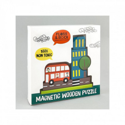 Klocki magnetyczne Miasto puzzle - Magnetic Wooden Puzzle